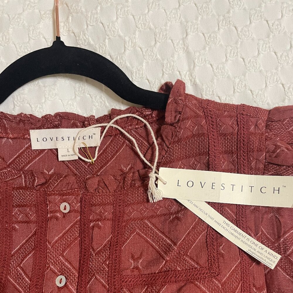 Lovestitch Burnt Orange Textured Top - Picture 3 of 3